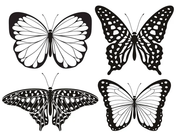 Conjunto Iconos Silueta Mariposa Ilustraciones Vectoriales — Archivo Imágenes Vectoriales