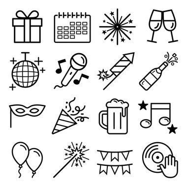 Parti Icons set. Vektör çizimler.