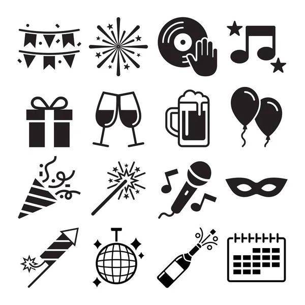 Party Icons Set Vector Illustrations — Stock Vector