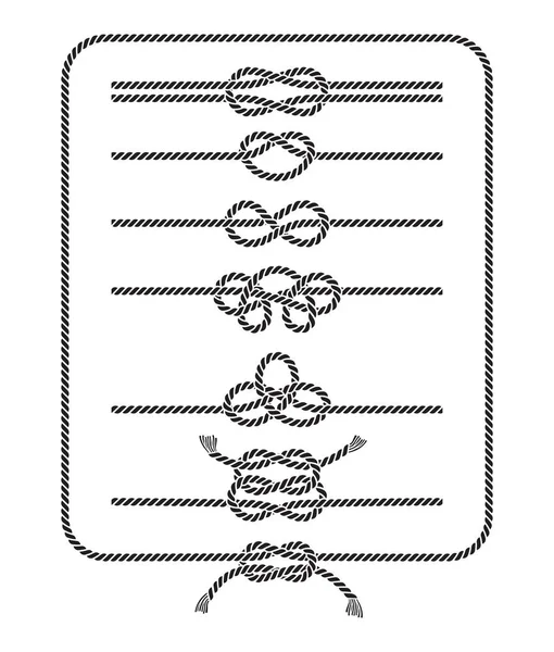 Rope Knots Silhouette Black Collection Vector Illustrations — Stock Vector