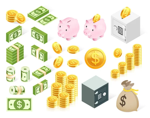 Set of money icon symbol. Vector illustrations. — Stock Vector