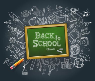 Geri okul eğitim kavramı doodle tarzı vektör 