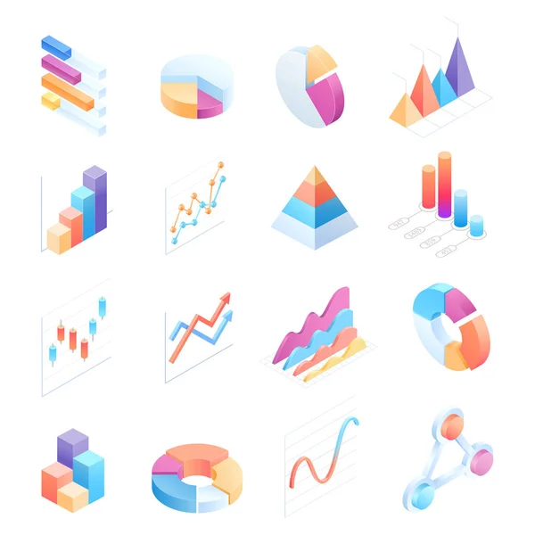 Infographics isometric elements icons vector illustrations. — Stock Vector