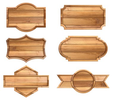 Beyaz arka plan üzerinde izole ahşap işareti seti. vektör illustra