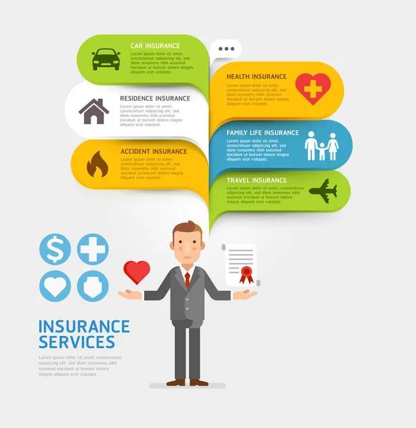 Serviço de seguros com modelo de discurso bolha. Vector illustrati —  Vetores de Stock