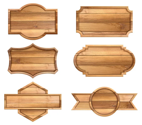 Beyaz arka plan üzerinde izole ahşap işareti seti. vektör illustra