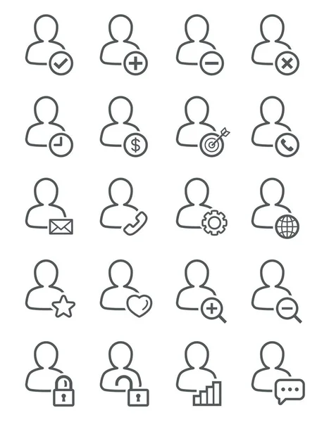Conjunto de estilo de linha de ícone do usuário. Ilustrações vetoriais . —  Vetores de Stock