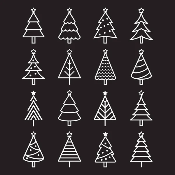 Kerstboom iconen. Vector illustraties. — Stockvector