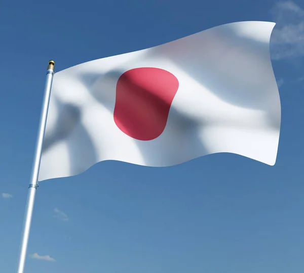 Флаг Японии Голубом Фоне Неба Обрезкой Пути Иллюстрации Рендеринг — стоковое фото