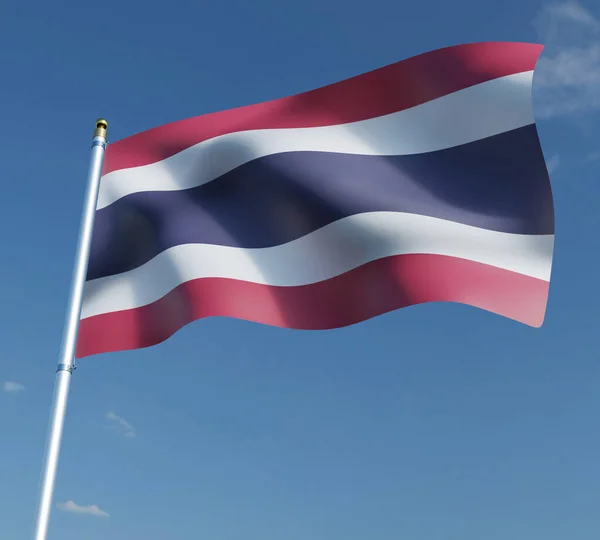 Vlajka Thajska Modrém Pozadí Oblohy Výstřižkovou Cestou Ilustrace Vykreslování Ilustrací — Stock fotografie