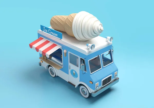 Camión Helados Ilustración Con Ruta Recorte Renderizado — Foto de Stock