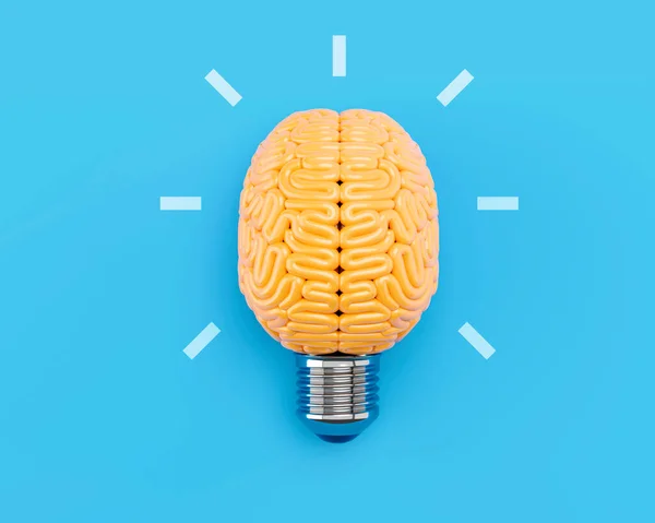 Brain Light Bulb Clipping Path Illustration Concept Rendering — Stock Photo, Image
