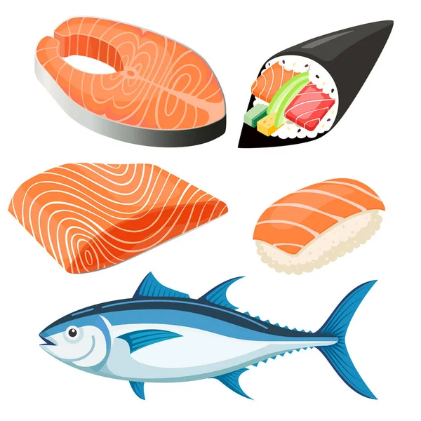 Ilustrasi Vektor Fillet Salmon - Stok Vektor