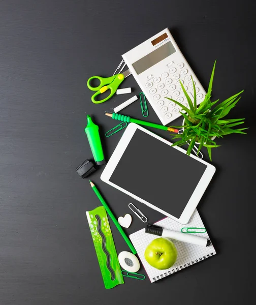 Tablet Notebook Stack Pencils Schoolchild Student Studies Accessories Back School Stock Image