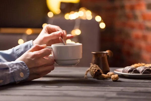 Hot Black Coffee Cookies Beans Cafe Stock Picture