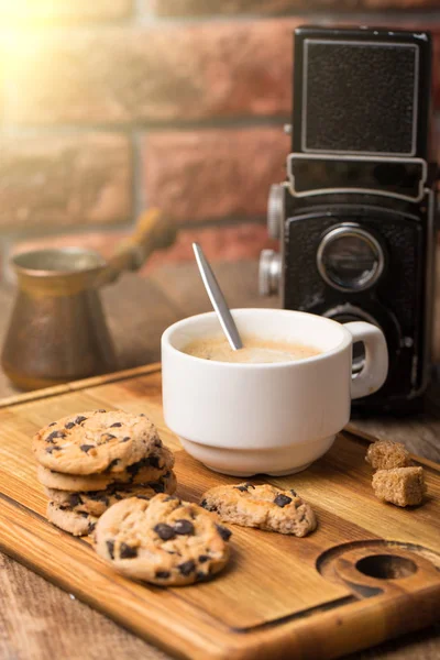 Hot Black Coffee Cookies Beans Cafe Royalty Free Stock Photos