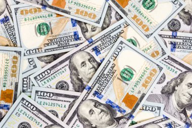 100 dolar faturaları arka plan. En son 100 ABD Doları banknot kazık. Finans ve bankacılık .