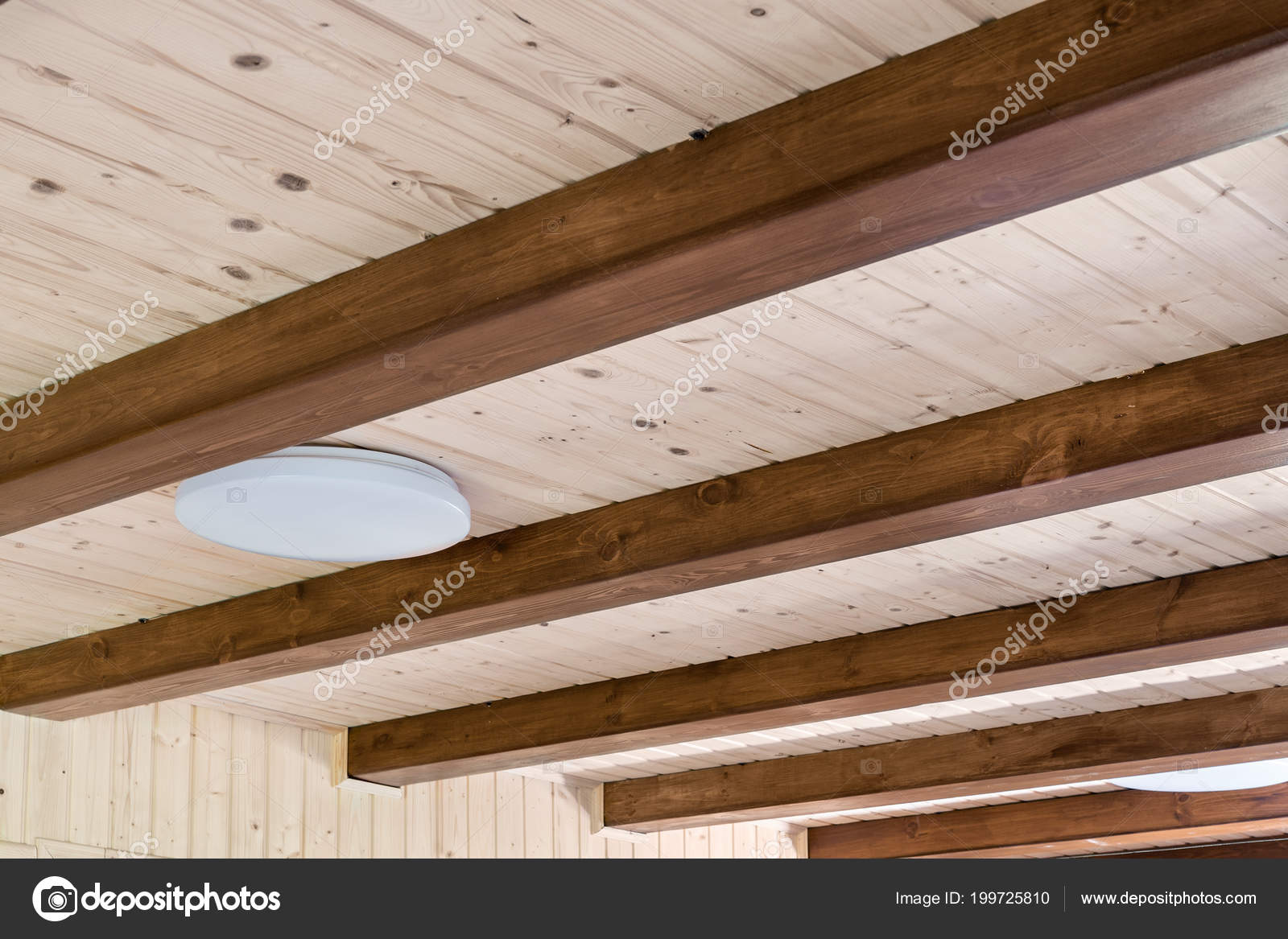 Rustic House Ceiling Wide Wooden Beam Support Country Home