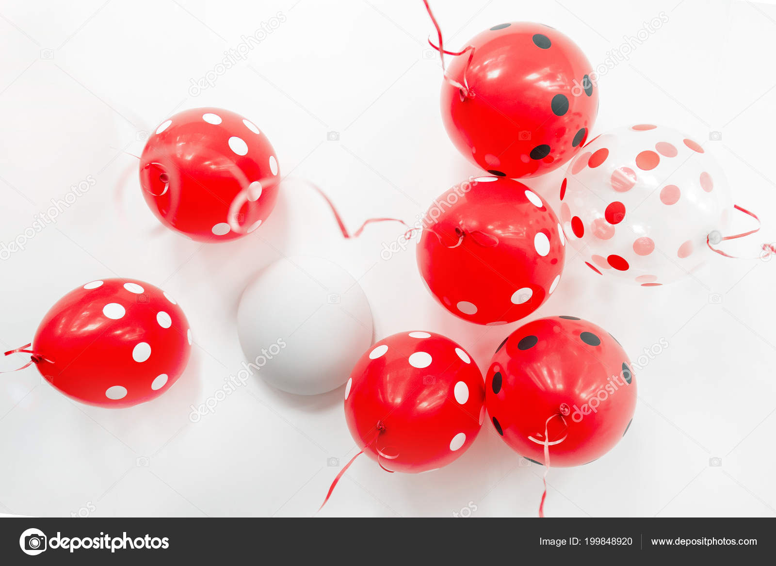 Beautiful Red Dotted Balloons Floating White Ceiling Wedding