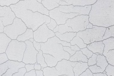 Kirli beyaz doku duvar kırık. Küçük düz çatlaklar. Boyalı yüzey üzerinde doğrudan kırık. Hücreleri fissür