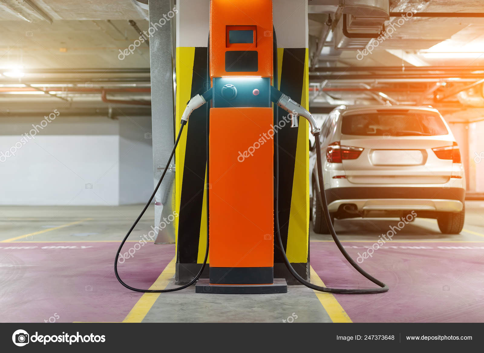 Electric Car Fast Charging Station Indoor Underground Parking Power