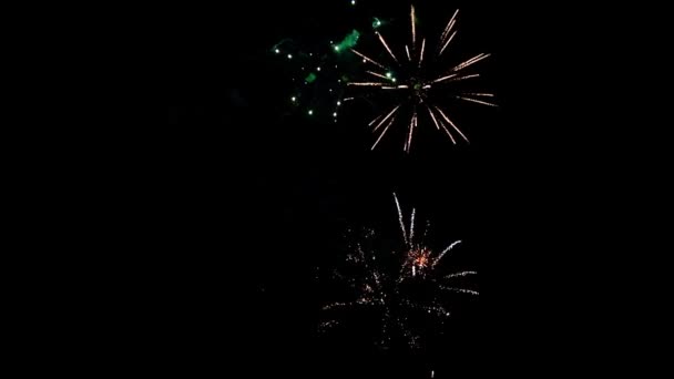 夜景的抽象背景 漆黑的天空闪烁着五彩缤纷的焰火 2021年新年及圣诞庆祝晚会 — 图库视频影像