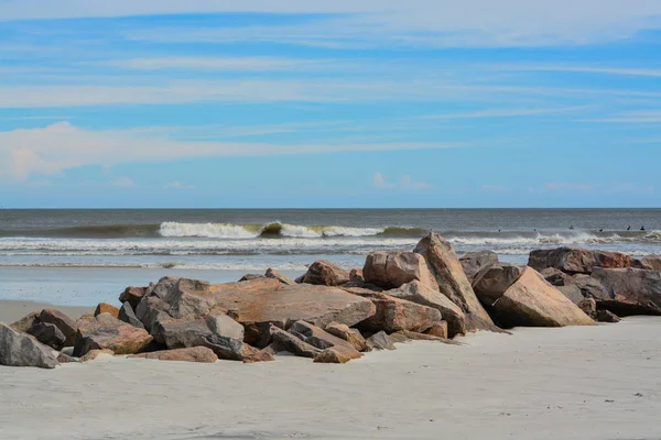 North Jetty Huguenot Memorial Park Sull Oceano Atlantico Florida — Foto Stock