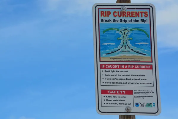 Beach Warning Signs Flags Jacksonville Beach Duval County Florida — Stock Photo, Image