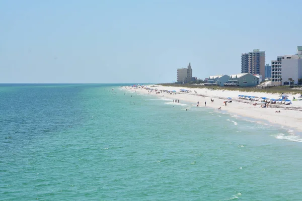 Asistentes Playa Pensacola Beach Condado Escambia Florida Golfo México — Foto de Stock