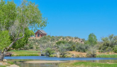 View of Fain Lake in Prescott Valley, Yavapai County, Arizona USA clipart
