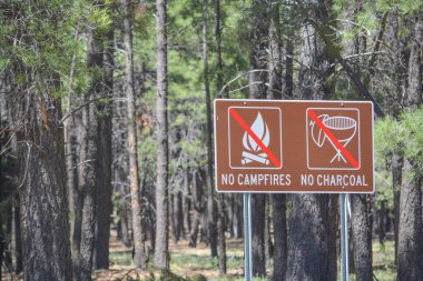 Kamp ateşi ya da kömür yakma işareti yok. Flagstaff, Arizona
