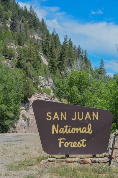 The sign for San Juan National Forest in the state of Colorado