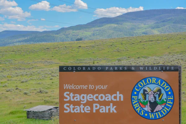 Znamení Stagecoach State Park Nachází Divočině Colorado Skalistých Horách — Stock fotografie