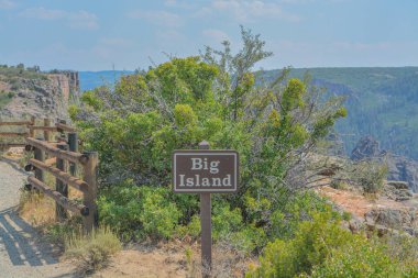 The sign for big island lookout on the Black Canyon North Rim in Gunnison National Park in Colorado clipart