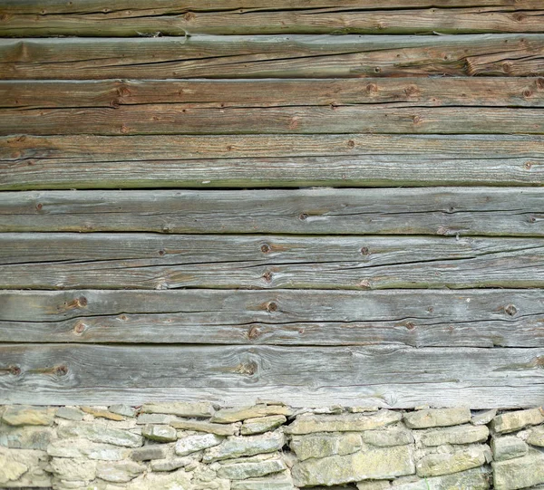 Grunge Hintergrund Aus Natürlichen Alten Baumstämmen Die Wand Eines Bauernhauses — Stockfoto