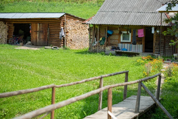 Antigua Casa Rural Madera Una Zona Montañosa Los Cárpatos Edificio — Foto de Stock