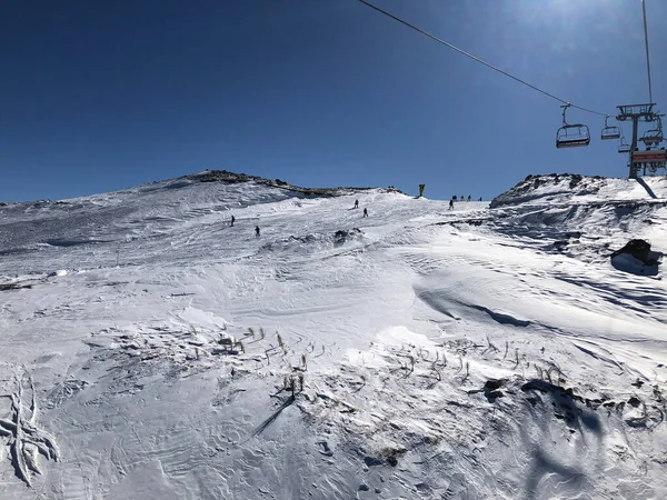 Skilift Skigebiet Erciyes Türkei Schönes Relief Helle Sonne Verschneite Hänge — Stockfoto