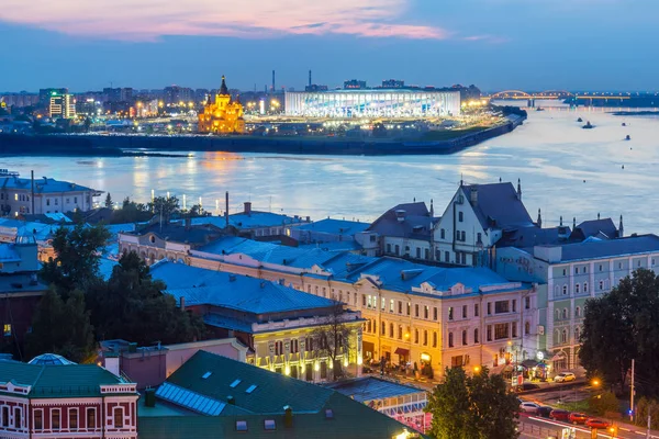 Kvällen Över Nizjnij Novgorod Blå Toner — Stockfoto