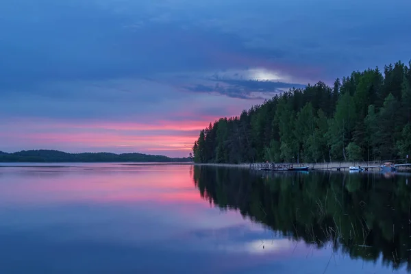 Nach Sonnenuntergang Auf Dem See Karelien — Stockfoto