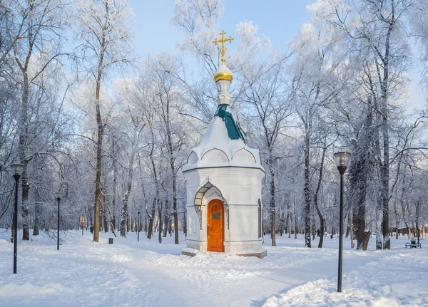 Capilla Parque Invierno Nizhny Novgorod Rusia — Foto de Stock