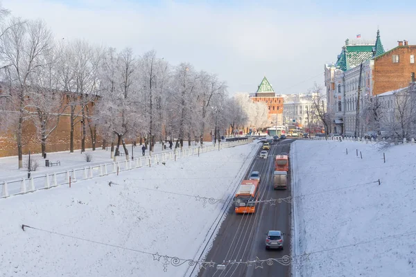 Μεταφορά Κατάβαση Στο Χειμώνα Νίζνι Νόβγκοροντ Ρωσία — Φωτογραφία Αρχείου