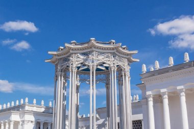 Moskova, Rusya - 18 Ağustos 2018. Vdnh, rotunda ve pavyon 