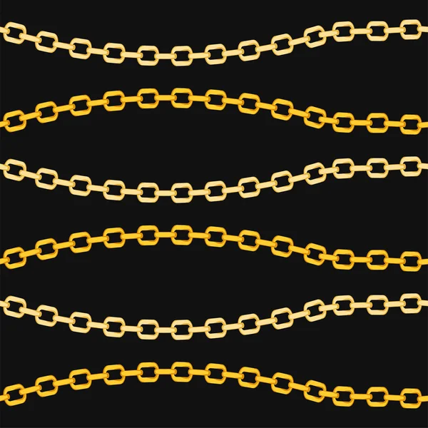 Golden Chains Seamless Pattern Black Background Pattern Can Repeated Any — Stock Vector