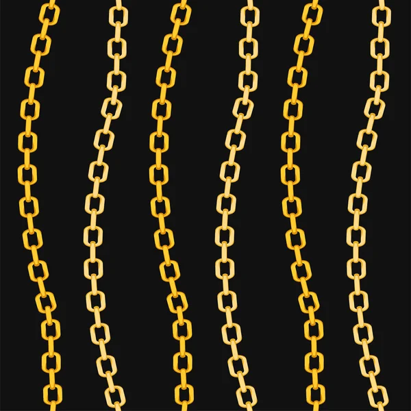 Golden Chains Fashion Seamless Pattern Black Background Pattern Can Repeated — Stock Vector