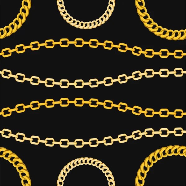 Golden Chains Jewelry Seamless Pattern Black Background Pattern Can Repeated — Stock Vector