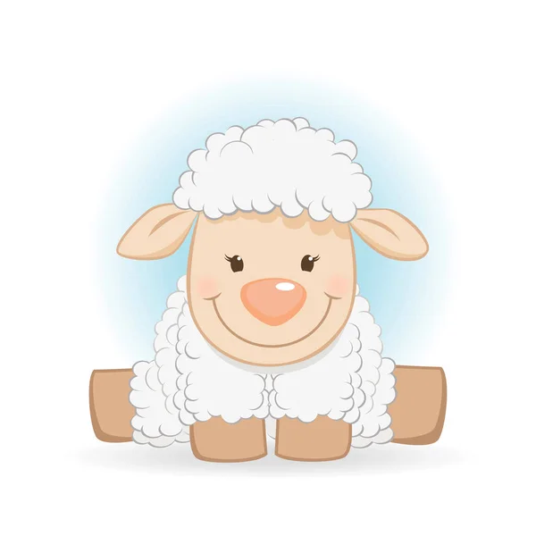 Cute funny sheep cartoon character — Stock Vector