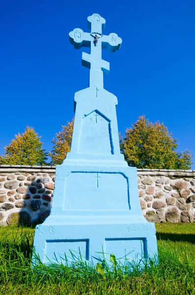 Blue Orthodox Tombstone Poland — Stock Photo, Image