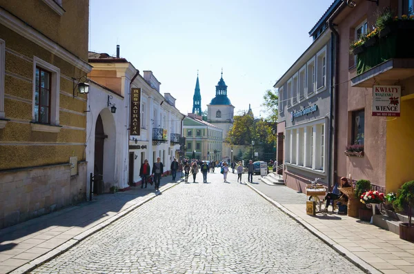 波兰桑多米耶尔茨 2017年9月1日 该镇街道 桑2012年5里兹以其老城区而闻名 它是一个主要的旅游景点 桑多米耶兹不仅是小波兰最重要的城市中心之一 — 图库照片