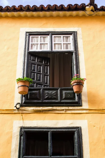 テネリフェ島プエルト・デ・ラ・クルスの典型的な窓 — ストック写真