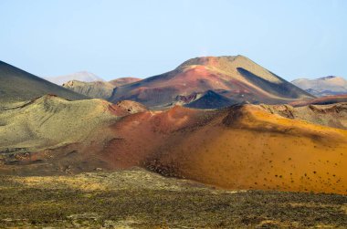 Lanzarote Adası 'nın volkanik manzarası - İspanya